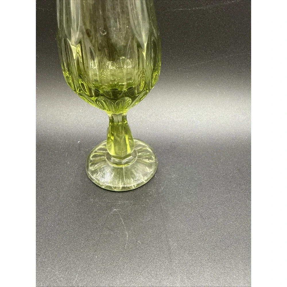 Vintage Fenton Colonial Green Swung Glass Vase Thumbprint 9.25